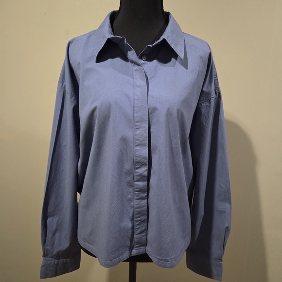 Ann Taylor Tops - Ann Taylor Blue Button-Up Shirt XL